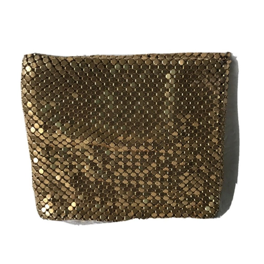 Vintage W. Germany Gold Tone Micro Mesh Metal Bi-Fold Wallet Coin Purse 7.5 x 3”